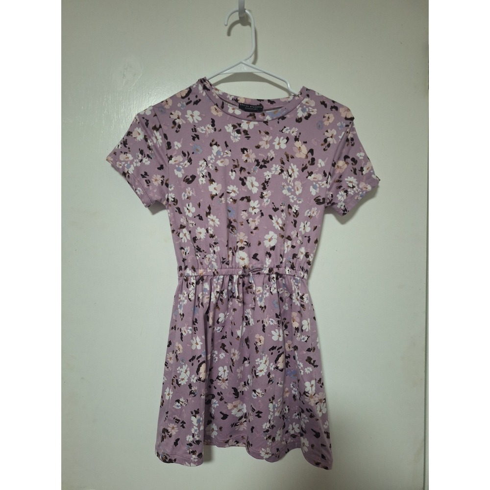 Social Standard Sanctuary Girls Dress Size L 10 12 Floral Purple Short Sleeve
